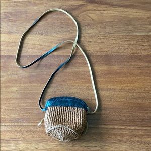 Vintage Leather And Woven Mini Crossbody